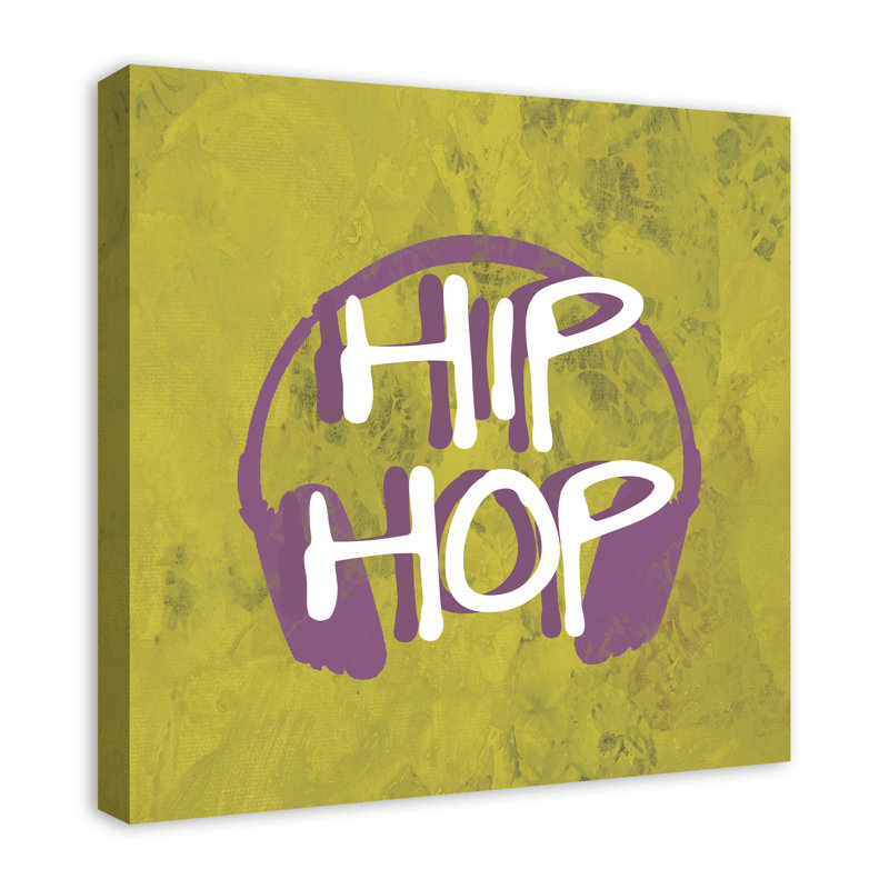 Hip Hop Music - Wrapped Canvas Textual Art, 24" H x 24" W x 1.25" D