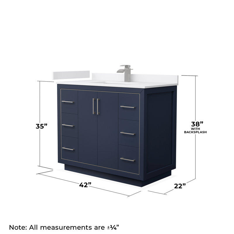 Icon 42'' W Single Vanity, White, Matte Black, White