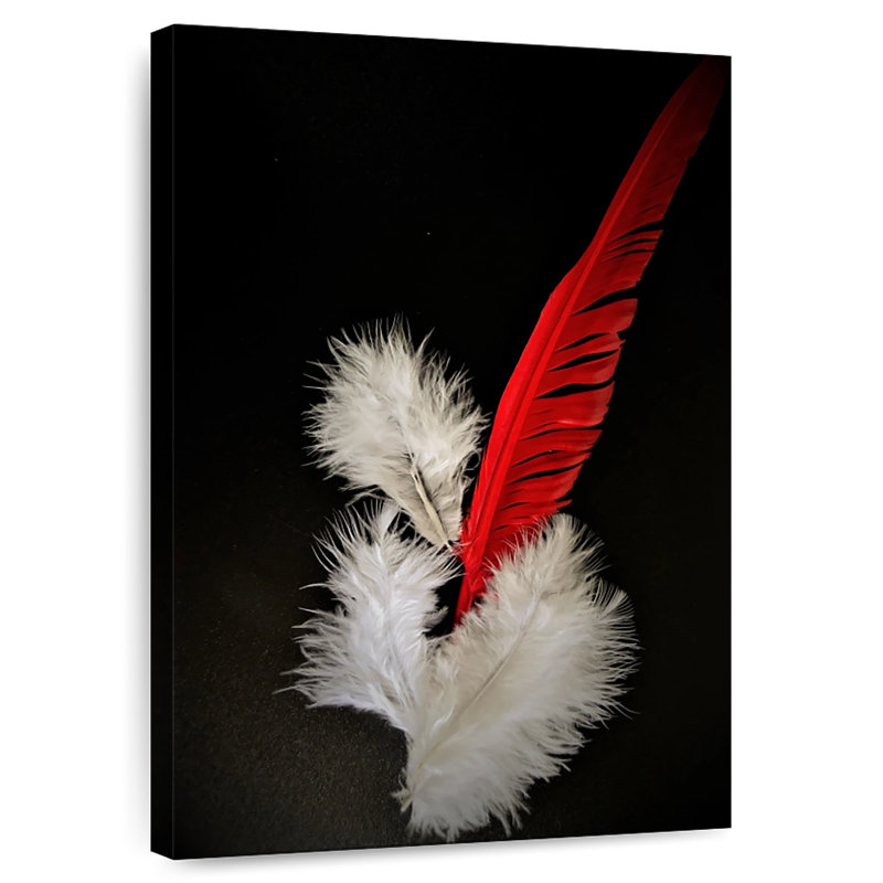 Plumes rouges et blanches, H 39 po x l 26 po