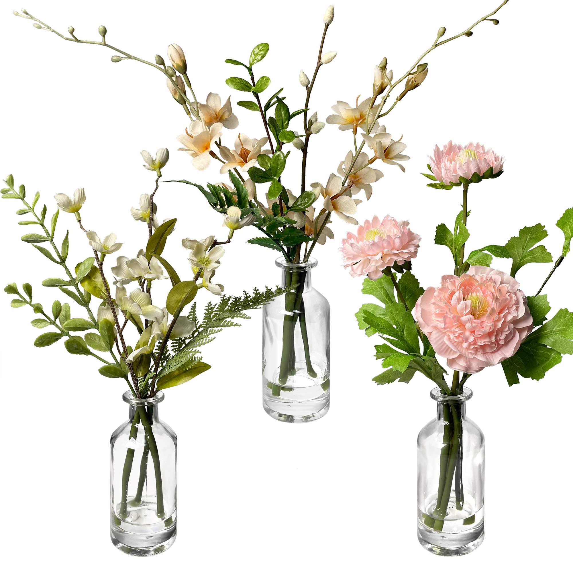 Primrue Mixed Artificial Florals in Glass Vases & Reviews | Wayfair