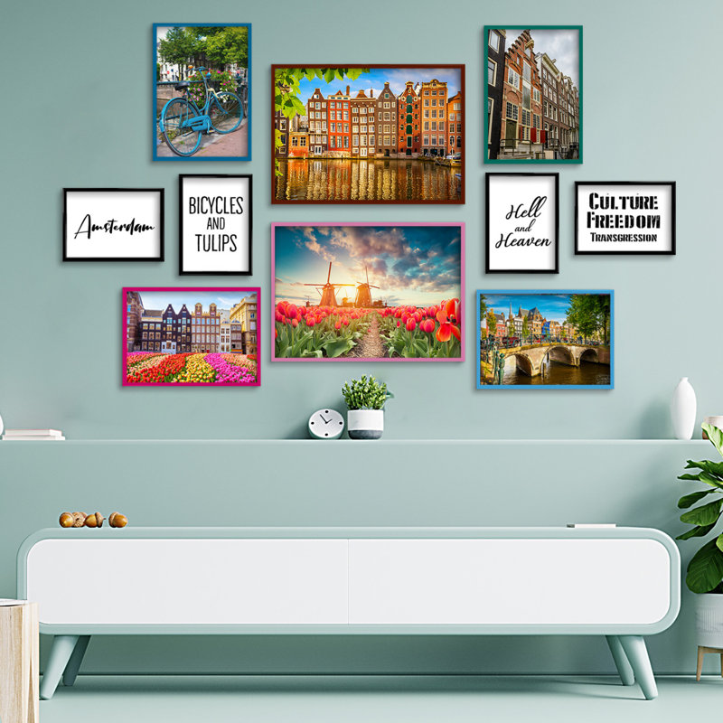 Giallobus - Set 10 Poster Da Parete - Raccolta Città Amsterdam - Carta Patinata - | 2 X A3 42X30cm | 4 X A4 30X21cm | 4 X A5 21X15cm | - Senza CORNICI - Stampe Moderne Soggiorno