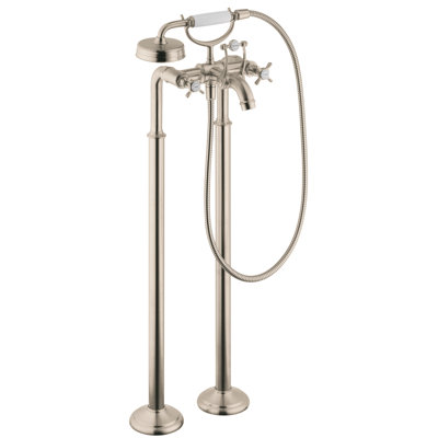 AXOR Montreux Double Handle Floor Mounted Clawfoot Tub Faucet Trim with Handshower