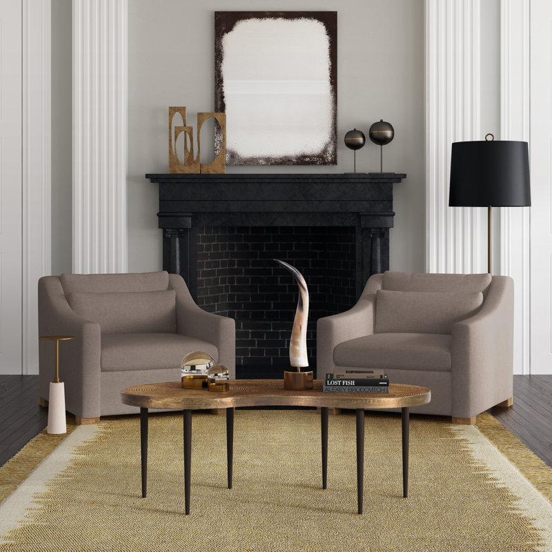 Crosby Armchair, 32.5" H x 35" W x 43" D, Box Weave Linen Pumice, Ebony
