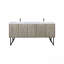 Ensemble de meuble-lavabo double 72 po x P 20 po avec plateau en marbre de culture et robinet en nickel brossé-741221627-741221626