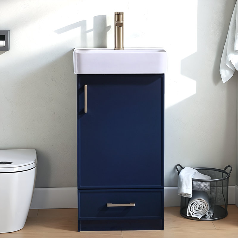 Mini-meuble-lavabo simple 18 po Modern, Bleu