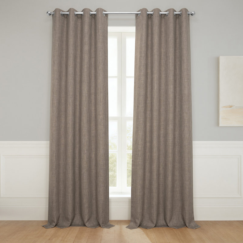 Oneridge Room Darkening Faux Linen Single Curtain Panel, 50" W x 108" L, Blazer Gray