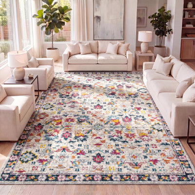 Modern Persian Boho Floral Beige/Multi Rug