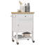 Chariot de cuisine, îlot de cuisine roulant avec plateau en bois d'hévéa lisse, surface de bloc de boucher étroite sur roulettes avec tiroir de rangement et armoire