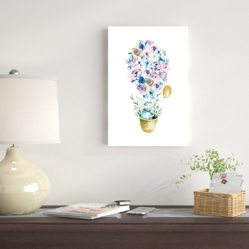 Fleur, ballon à air - imprimé, H 18 po x l 12 po