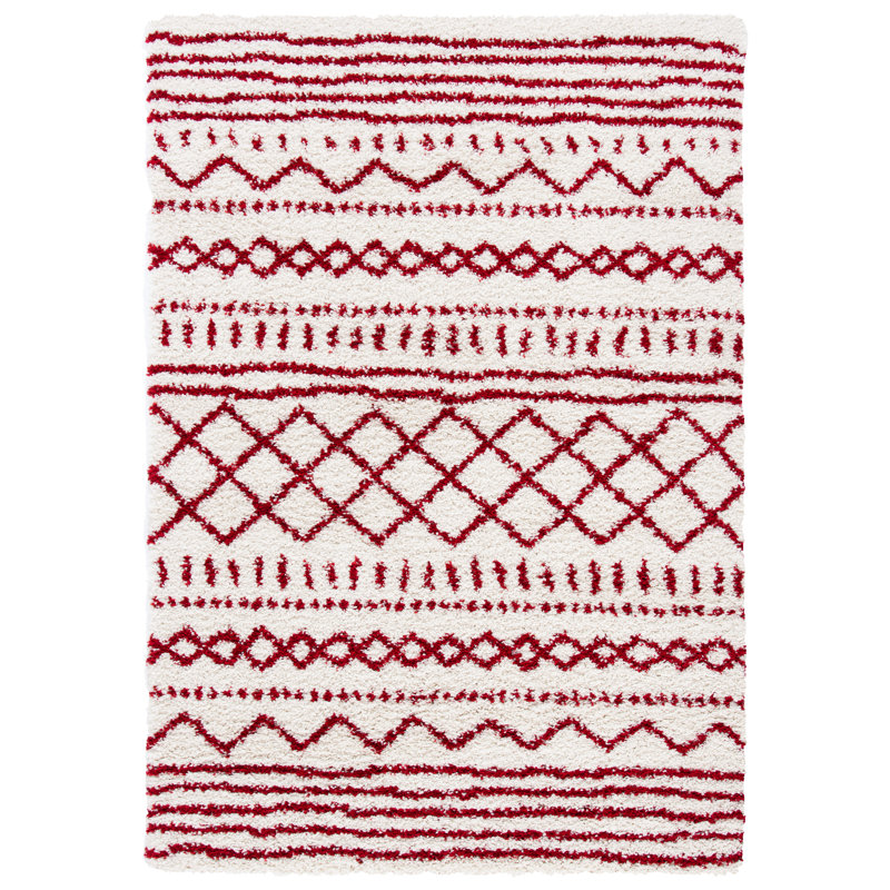 Develin Performance Chevron Rug, Rectangle 5'1" x 7'6", Ivory/Red