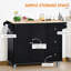 Îlot de cuisine mobile moderne avec abattant, chariot de rangement sur roulettes, armoire à 2 portes