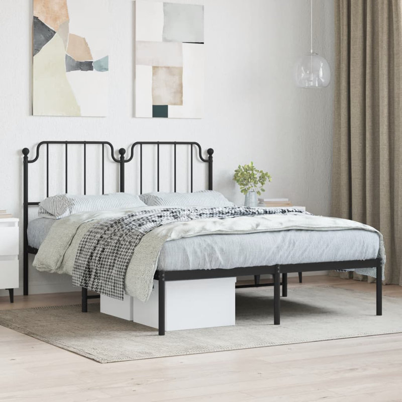 Absar Metal Bed, 140 x 200cm, Black footboard
