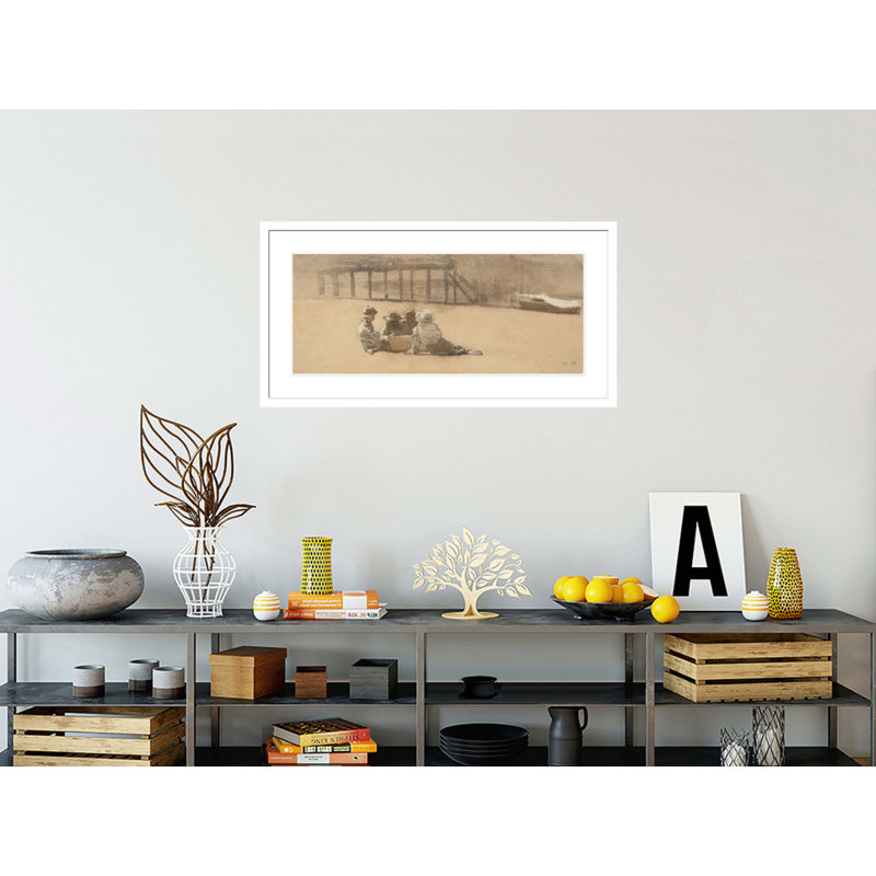 Quatre garçons sur une plage par Winslow Homer - impression giclée encadrée, H 12,34 po x l 21,75 po