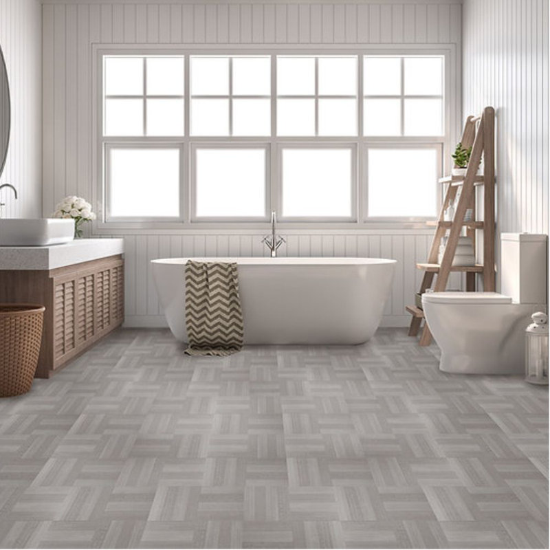 Carreaux de sol en vinyle 27 pièces Woven Trends Portfolio de 12 mm d'épaisseur (12 po x 12 po, gris cendré), Ash Grey