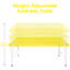 Table de camping pliante 4 pi jaune pour l'extérieur et l'intérieur. Fabrication en acier et en plastique. Surface lisse et imperméable. Poignée fixe facile à plier. Peut supporter jusqu'à 135 kg. Dimensions: L 50,55 po