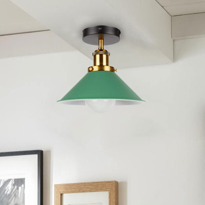 Semi Flush Mount Ceiling Light with Cone Metal Shade, E26 Base Industrial Ceiling Fixture for Hallway, Entryway, Bedroom, Living Room, Modern Farmhouse Lighting