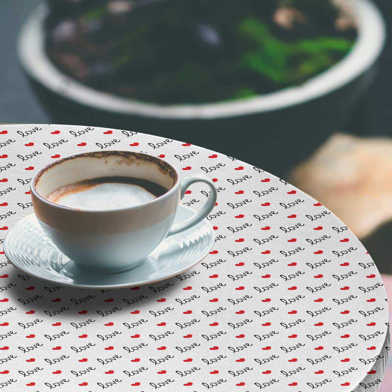 East Urban Home Romance Fitted Round Tablecloth Diameter Vermilion Black, 51.97" Round