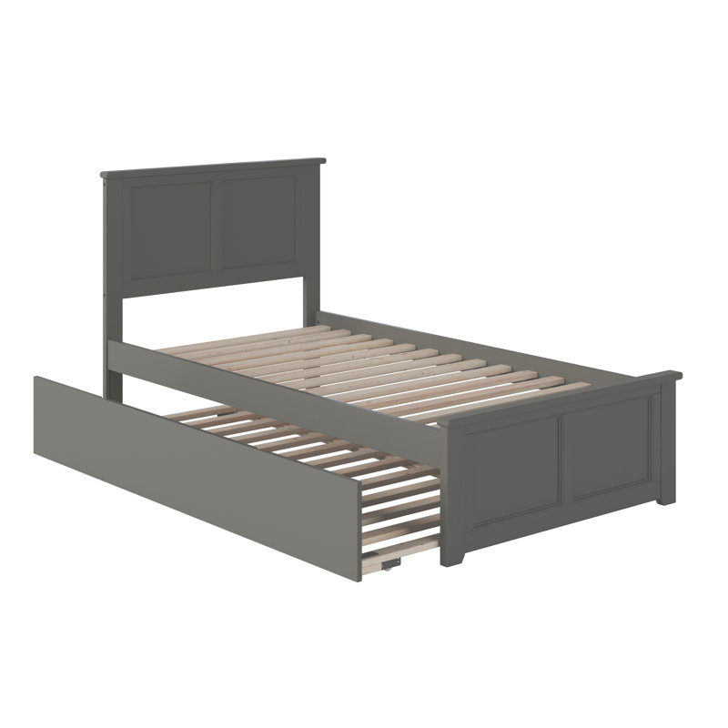 Lit plateforme en bois massif avec lit gigogne Henrichs , Gris, Lit simple