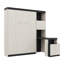 Lit escamotable double avec bureau intégré, tablettes de rangement et armoires pour une utilisation optimale de l'espace