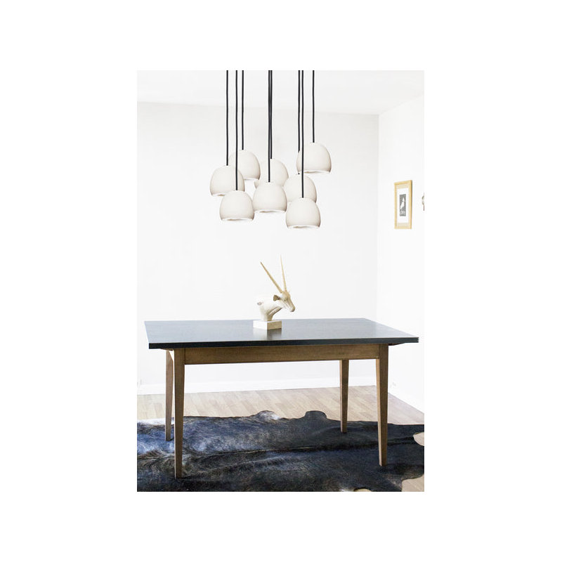 8 - Light Chandelier, Matte White/Brass, 96" H x 24" W x 24" D, Black