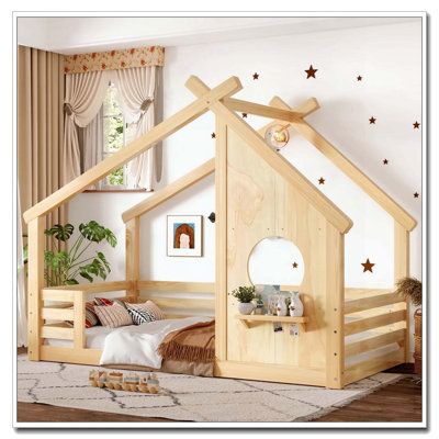 House Floor Bed with Window and a Small Shelf