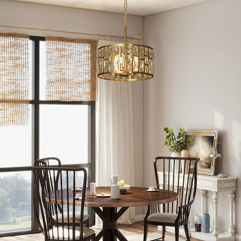 Crystal, Glass Flush Mount, Gold Tone