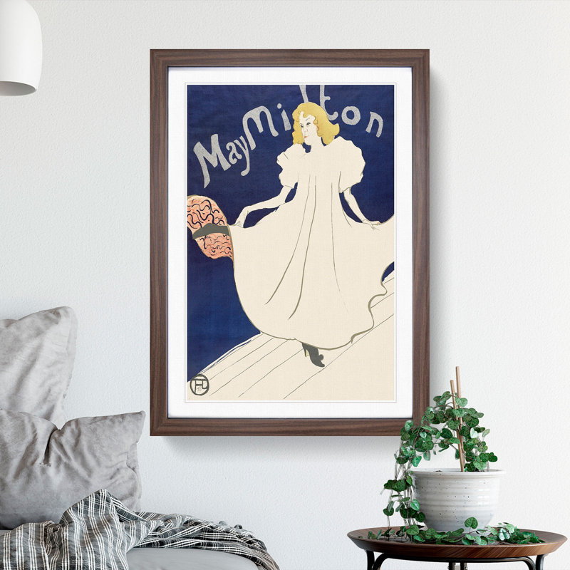 May Milton by Henri De Toulouse-Lautrec - Picture Frame Graphic Art, Walnut Framed, 48cm H x 36cm W x 2cm D