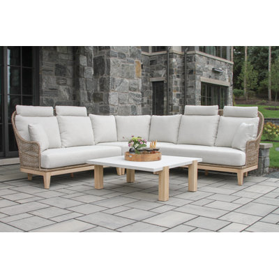 4-Piece Outdoor Sectional and Composite Coffee Table Set