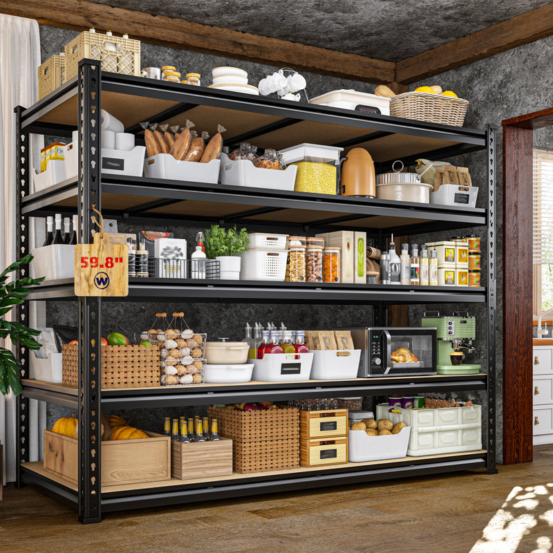 59.8" Extra Wide Heavy Duty Storage Shelves - Adjustable Garage Shelving Unit, Large Capacity, Tool-free Assembly