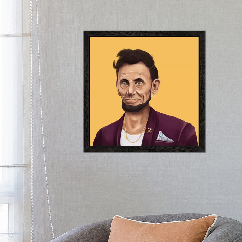 Abraham Lincoln by Amit Shimoni - Print on Canvas, Black Framed, 45.72 cm H x 45.72 cm W