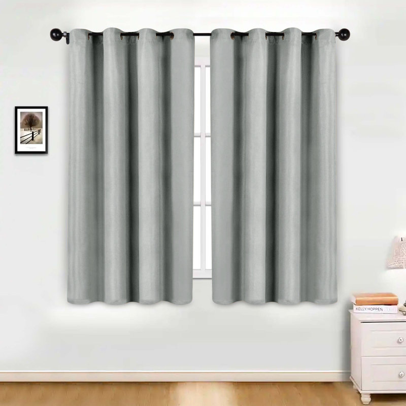 Polyester Thermal Insulated Room Darkening Curtain Panels, 52" W x 63" L, Chrome