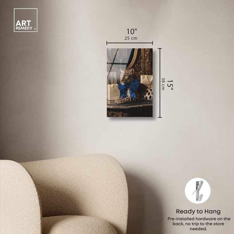 «Velvet Bow Leopard Glam» par Art Remedy, H 15 po x l 10 po