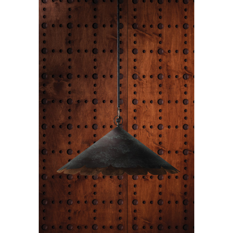 Folly Beach Pendant in Verdigris by Cortney Bishop, 15" H x 32" W x 32" D, 25 W