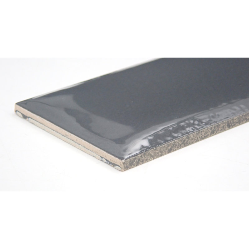 Estasi Silver 3 in. x 12 in. Matte Ceramic (6.06 sq. ft./Case), Glossy Black Flat