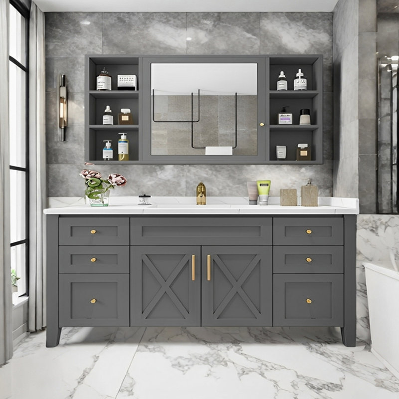 American style solid wood bathroom cabinet