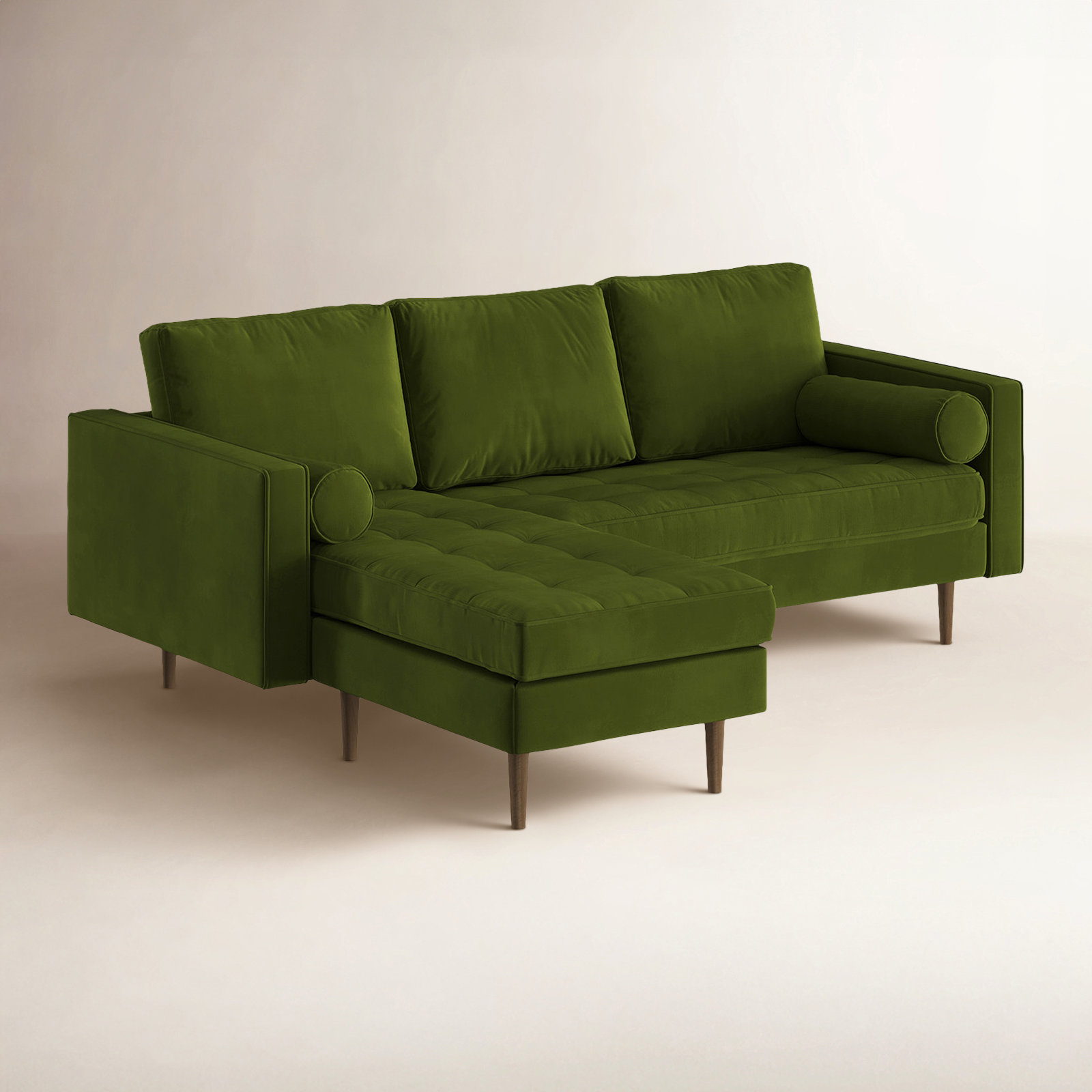 Geo Upholstered Reversible Chaise L-Sectional, Bella Forest Performance Velvet