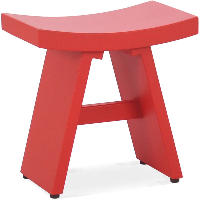 Asia Solid Wood Accent Stool, Red
