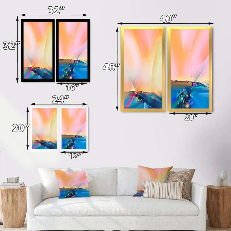 Ensemble de 2 impressions sur toile, "Ocean Waves", H 40 po x l 40 po x P 1 po, Cadre photo doré