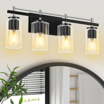 4 - Light Vanity Light With Clear Glass Shade For Bathroom, Bedroom, Hallway, Staircase