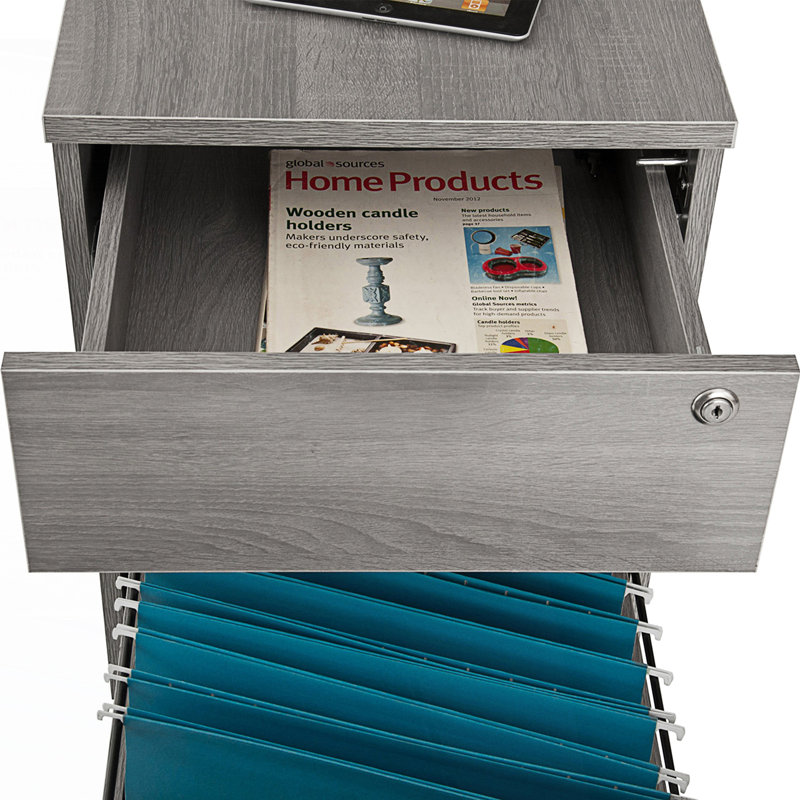 Mobili Rolling Two Drawer Filing Cabinet With Lock And Storage