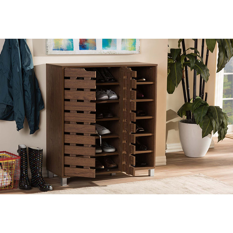 Armoire de rangement pour chaussures Arielle, 24 paires, Noyer brun
