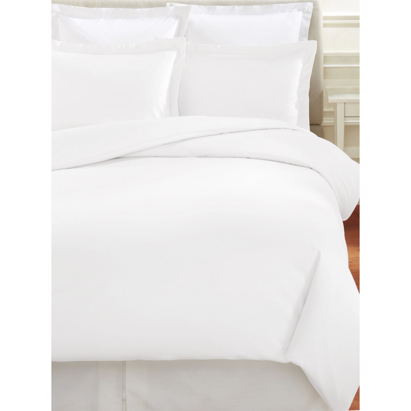 Azreal Cotton Duvet Cover Set, King Duvet Cover + 2 King Shams, Ivory