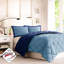Édredon en duvet synthétique réversible bleu marine + bleu avec fermeture à glissière à motif losanges de 3 m et taies décoratives à fermeture à glissière-119384039-119384034