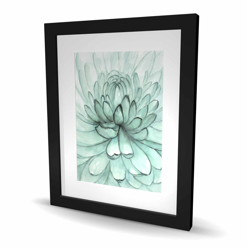 Fleur turquoise - reproduction encadrée pour la décoration intérieure, Noir
