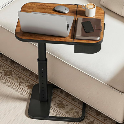 Large TV Tray Table with Flip-Top Storage, Adjustable Height