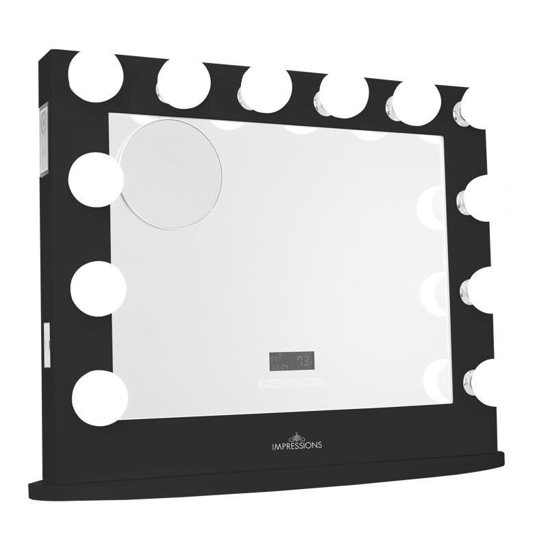 Hollywood Iconic Premiere Plus Vanity Mirror with Bluetooth Speakers Frosted LED Dressing Mirror, Black