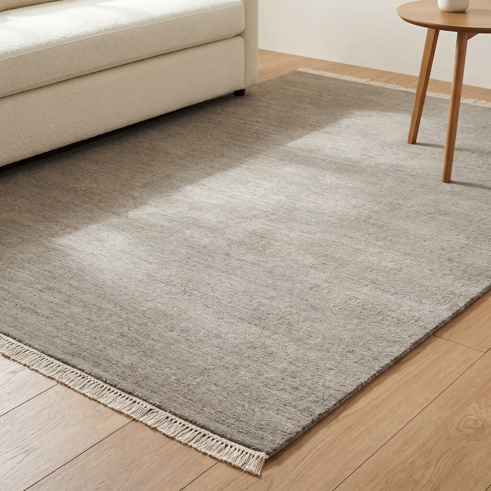 Clio Hand-Loomed Beige Wool Rug, Rectangle 4' x 6'
