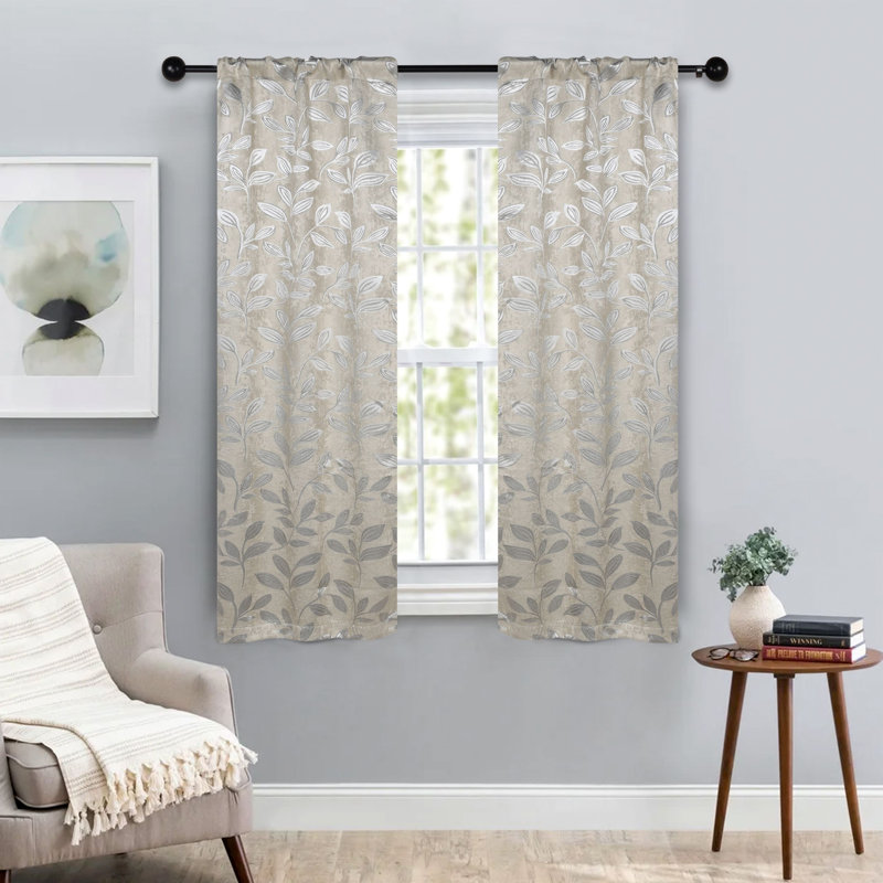 Panneaux de rideaux à passe-tringle en polyester Finklea, Ivoire, L 26 po x L 63 po