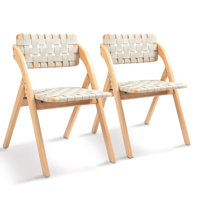 Wooden Folding Chair Set Of 2 Off-White