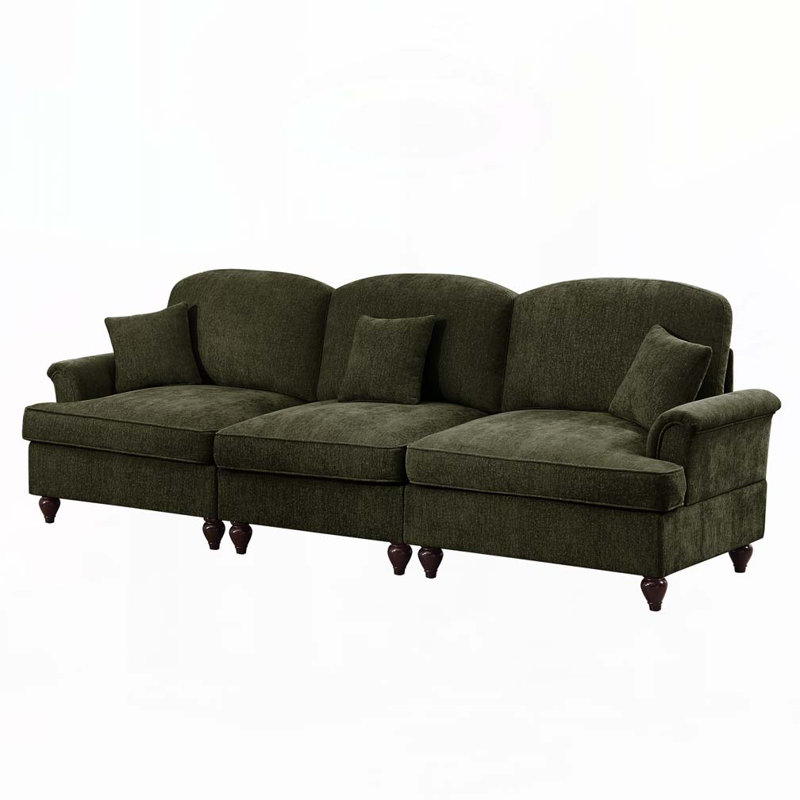 Chenille avec accoudoirs évasés et volants amovibles, Vert